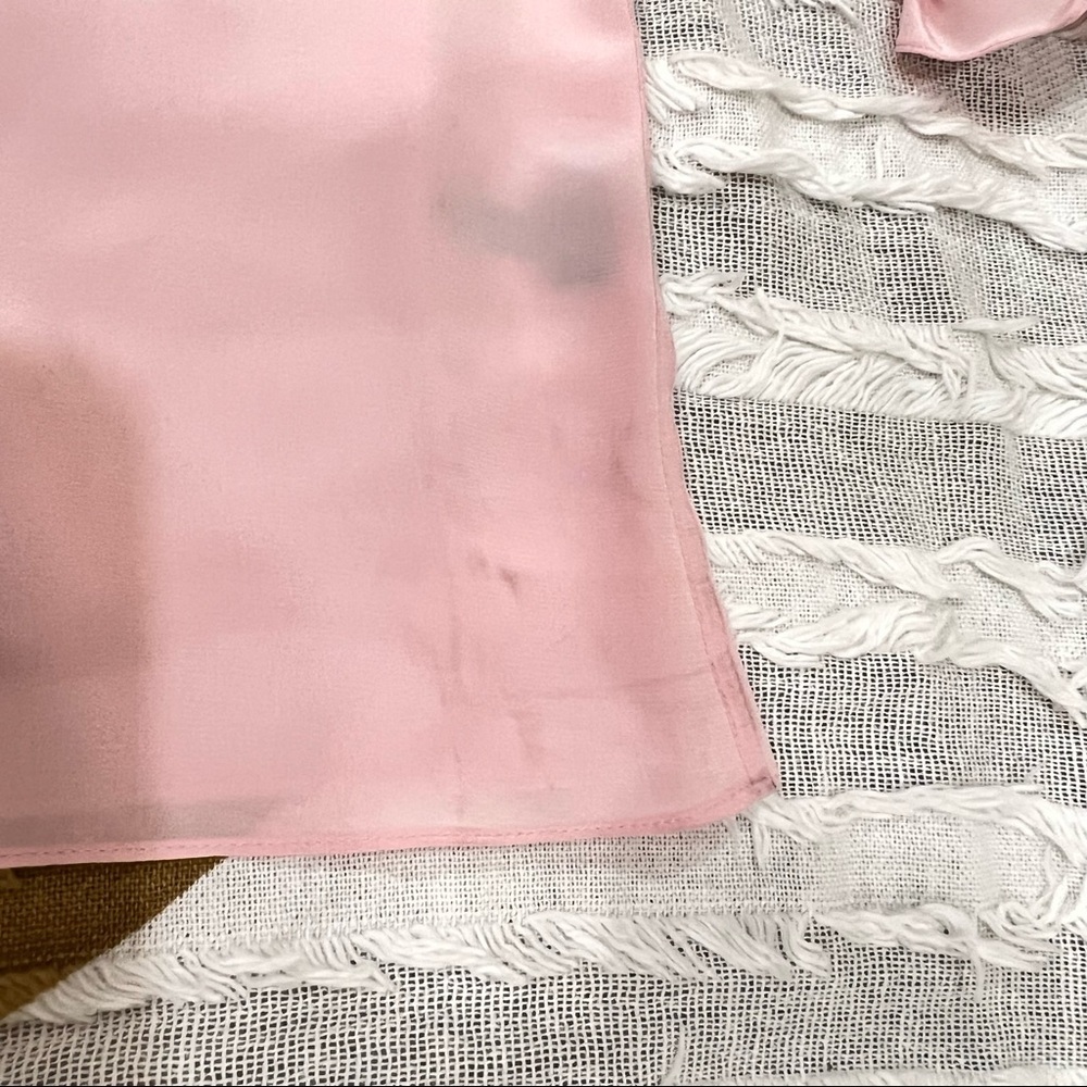 Lauren Ralph Lauren Womens Pink 100% Silk Blouse Long Flutter Sleeve Sz S Casual - Picture 5 of 8